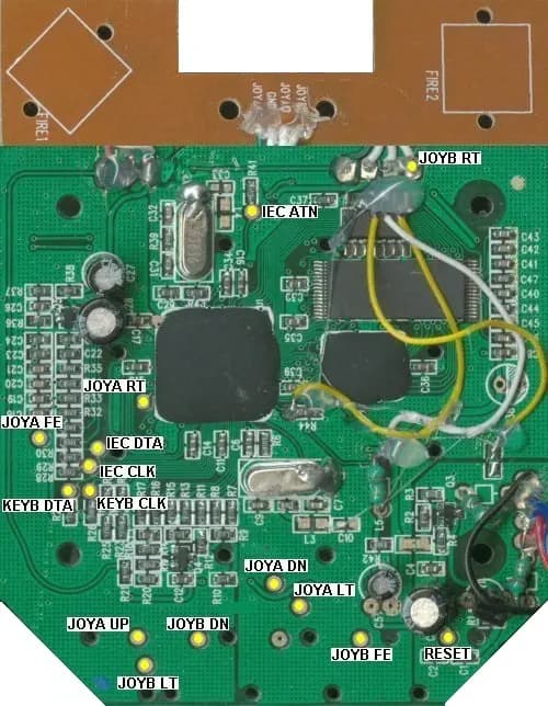 C64 DTV PCB showing the Atmel ASIC chip