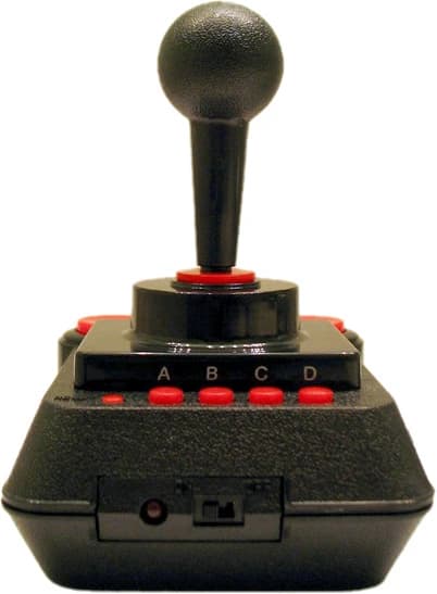 C64 DTV front view showing joystick buttons and label