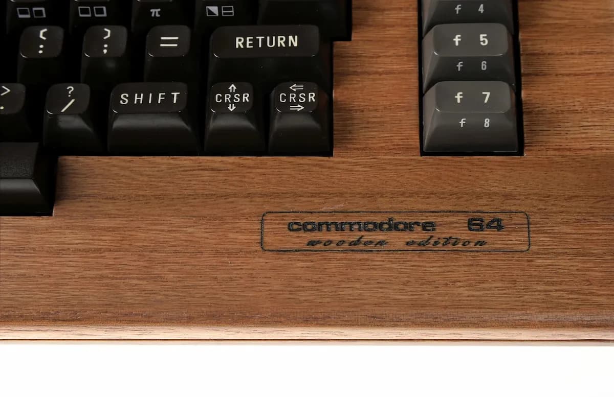 Wooden C64 case, angled view showing depth and craftsmanship