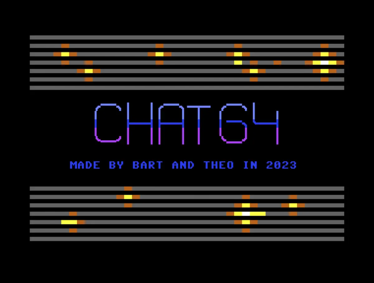 Chat64 start screen on the Commodore 64