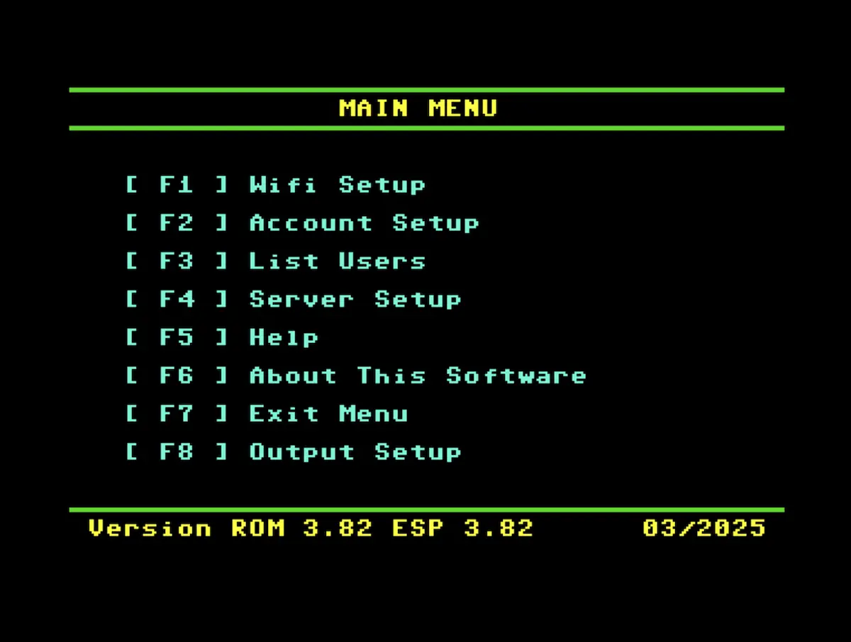Chat64 main menu on the Commodore 64