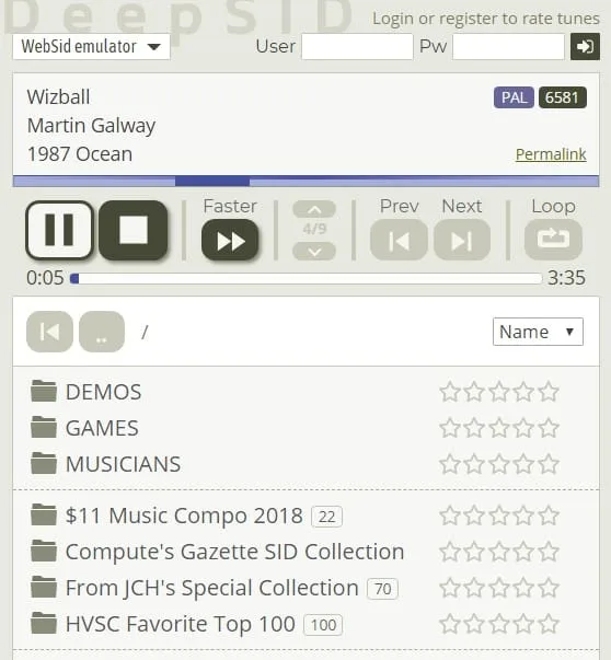DeepSID interactive SID music player in the Commodore 64 Lab