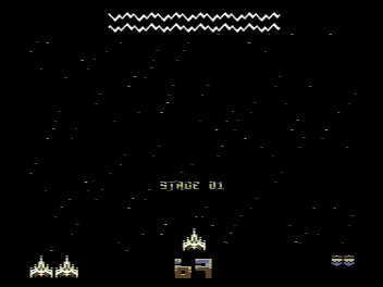 Galencia on Commodore 64, modern Galaga-inspired shoot em up