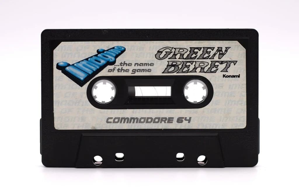 Green Beret Commodore 64 cassette tape — original Imagine Software release from 1986