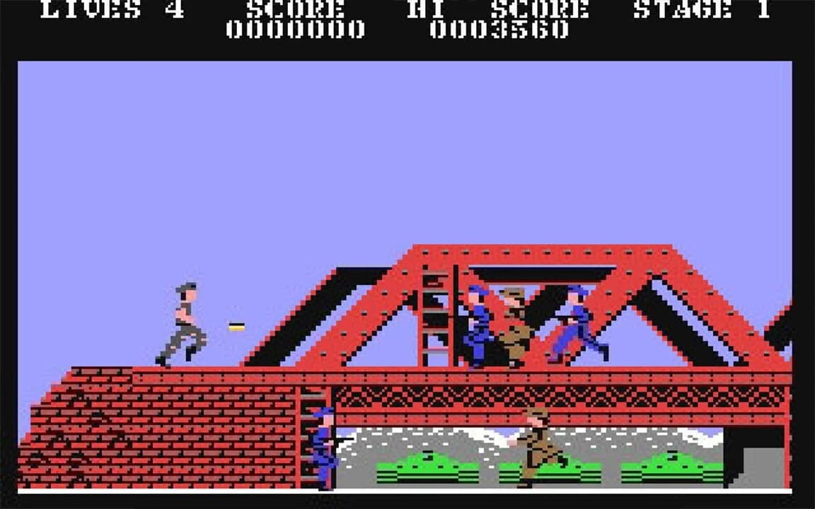 Green Beret C64 — first stage gameplay, soldier at the start of the prisoner-of-war camp