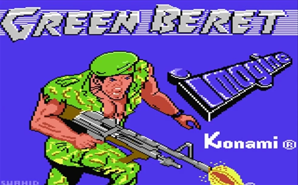 Green Beret loader screen on Commodore 64, Martin Galway Ocean Loader