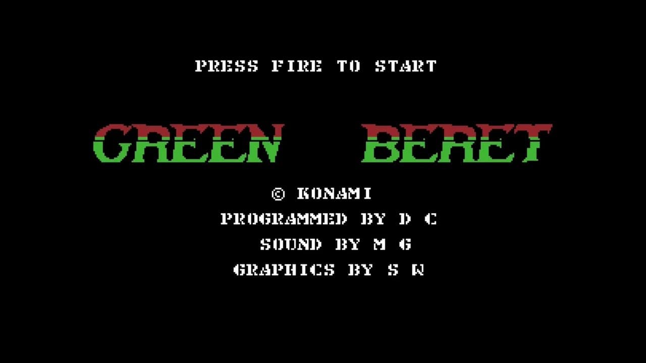 Green Beret Commodore 64 — start screen showing the game title and controls