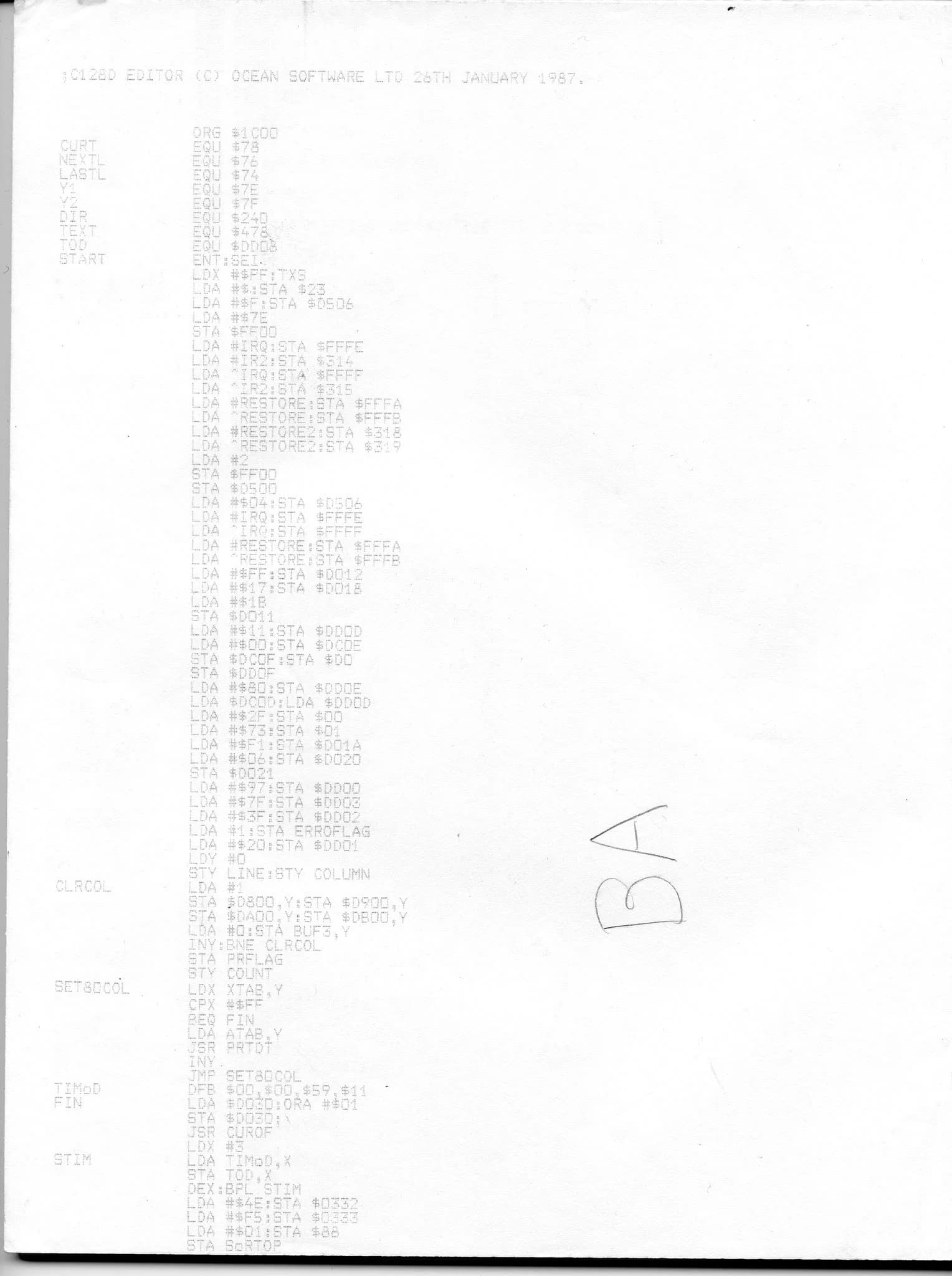 Martin Galway original Commodore 64 assembly source code for Ocean Software music player, January 1987, with SID chip register code