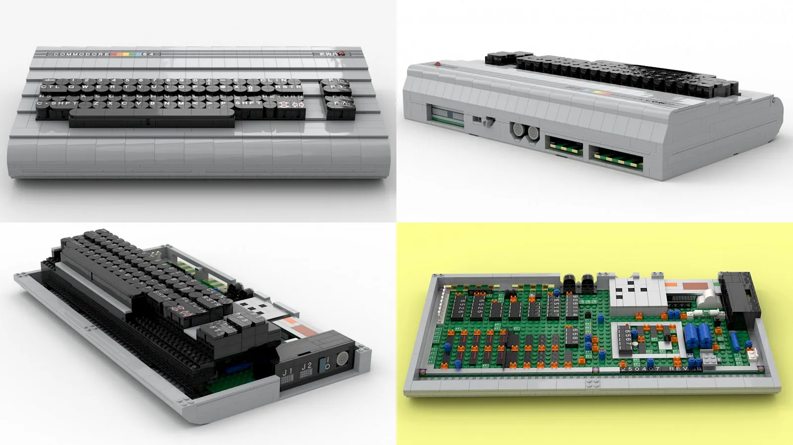 Commodore Brixty Four, the world's only full-size LEGO Commodore 64, designed by Perifractic, showing the complete LEGO case with working keyboard