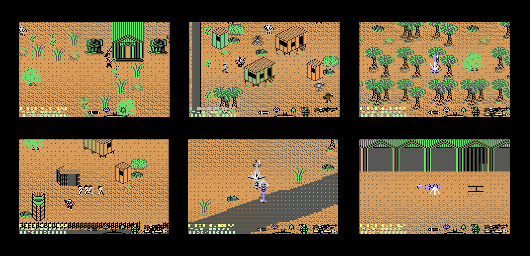 Rambo: First Blood Part II level map — complete layout with item locations, enemy positions and route markings