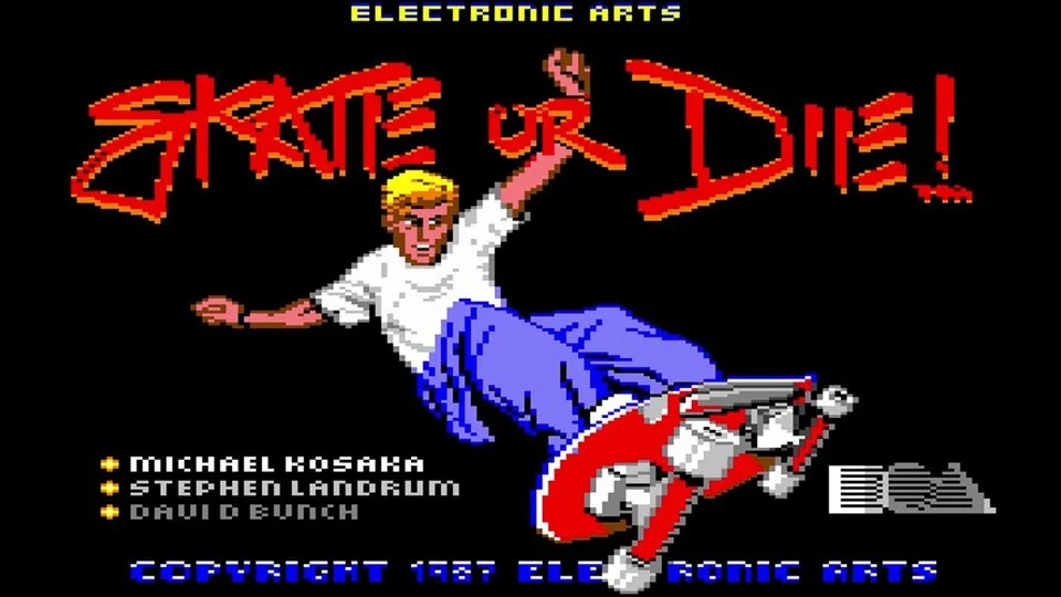 Skate or Die on the Commodore 64, featuring Rob Hubbard's groundbreaking sampled loader music