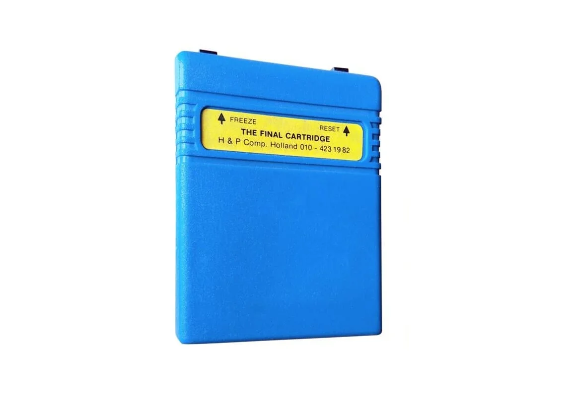 The original Final Cartridge 1 in blue, predecessor to the FC3