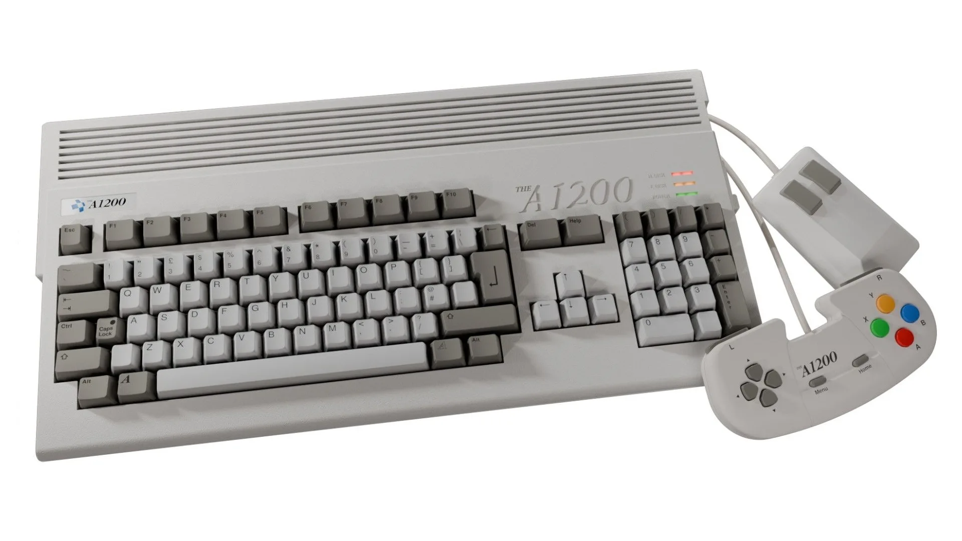 THEA1200 retro-style two-button mouse and 8-button gamepad