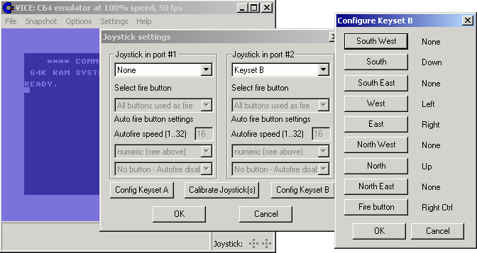 Joystick and controller setup in the VICE Commodore 64 emulator