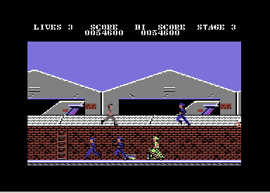 Green Beret gameplay animation — combat sequence with paratroopers descending on the C64